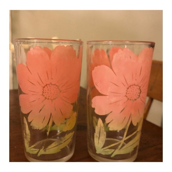 Vintage Other - Vintage Floral Juice Glasses